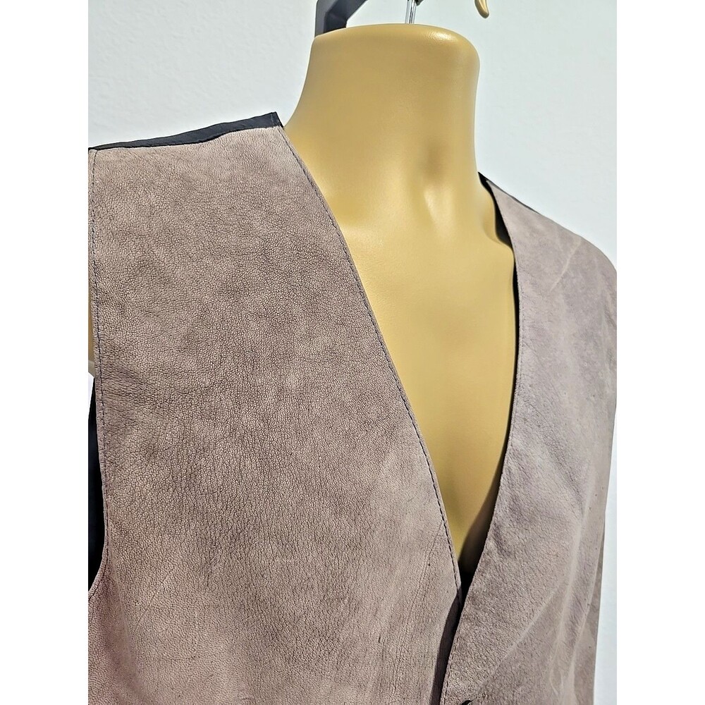 Vtg Dino Z 90s Brown Suede Leather Waist Coat Vest Mens Med Western Cowboy Biker